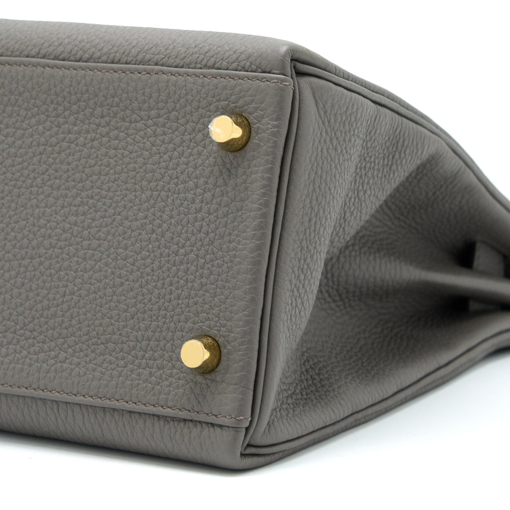 HERMES KELLY 28 TOGO 8F GRIS ETAIN GHW
