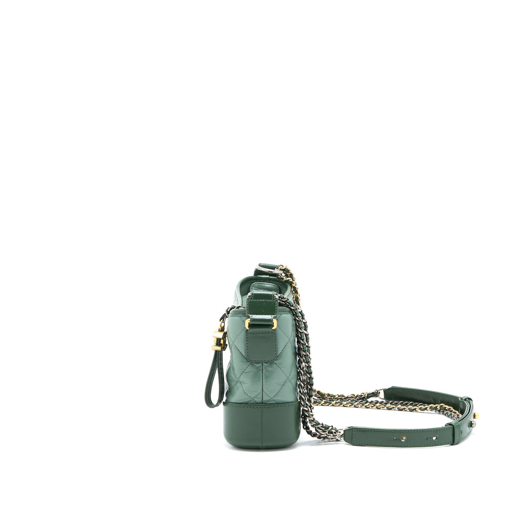 CHANEL SMALL GABRIELLE HOBO BAG AGED CALFSKIN GREEN MULTICOLOUR WITH MULTICOLOUR HARDWARE