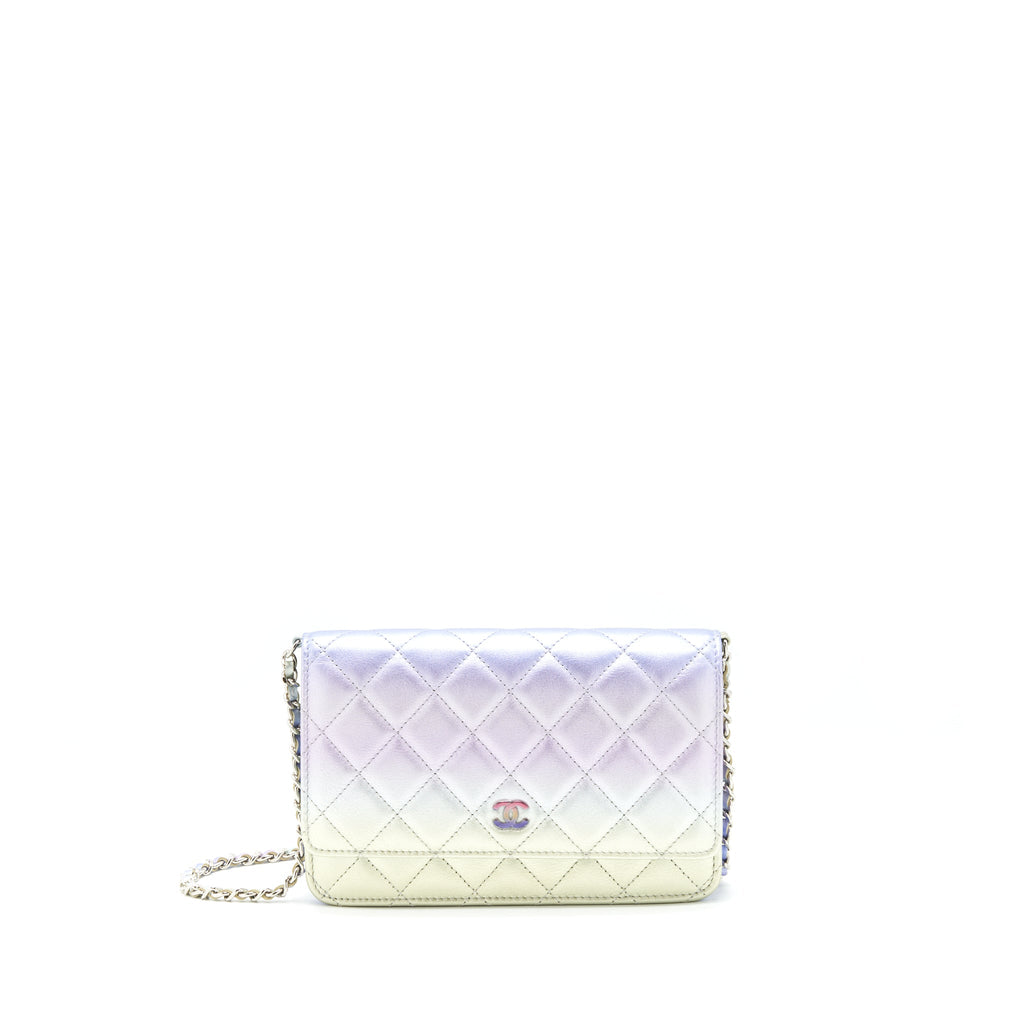 CHANEL 21K WALLET ON CHAIN LAMBSKIN IRIDESCENT MULTICOLOUR HARDWARE