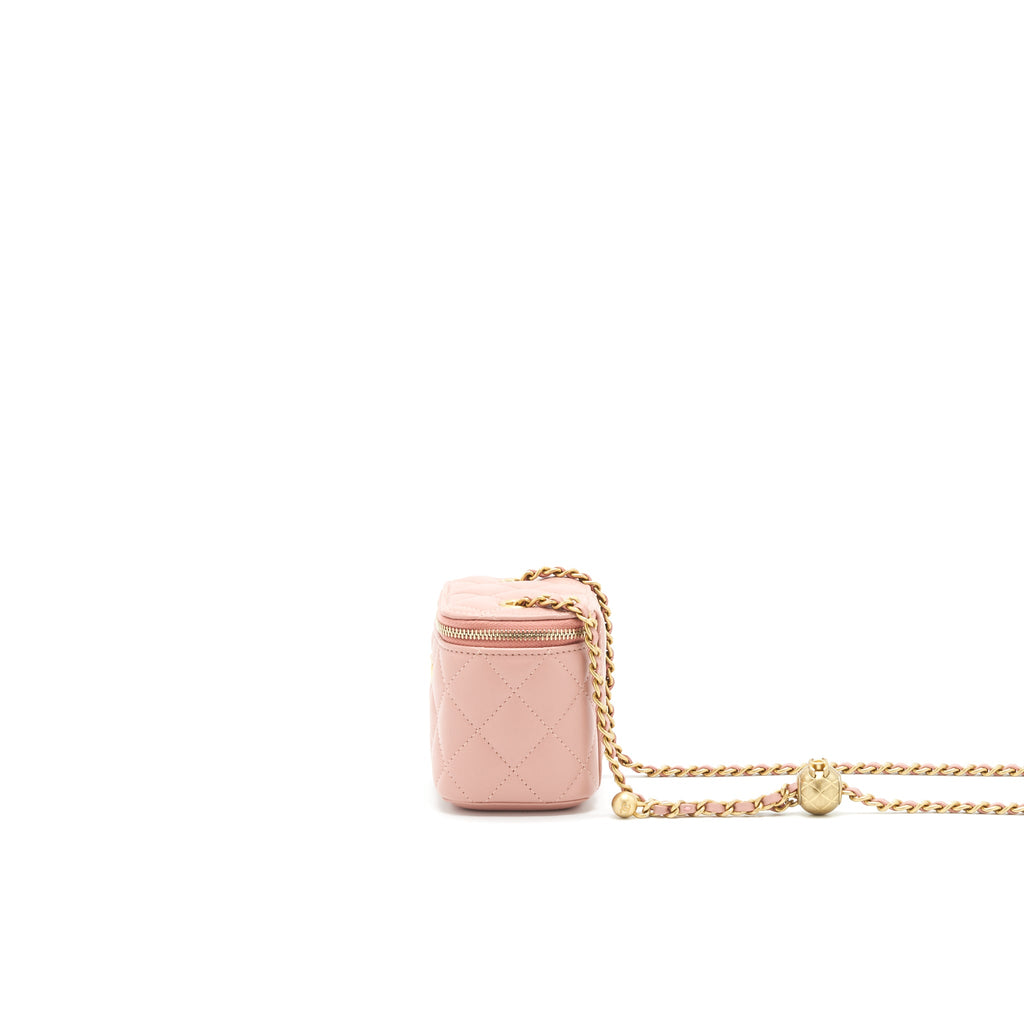 CHANEL 21B PEARL CRUSH MINI VANITY WITH CHAIN IN DARK PINK