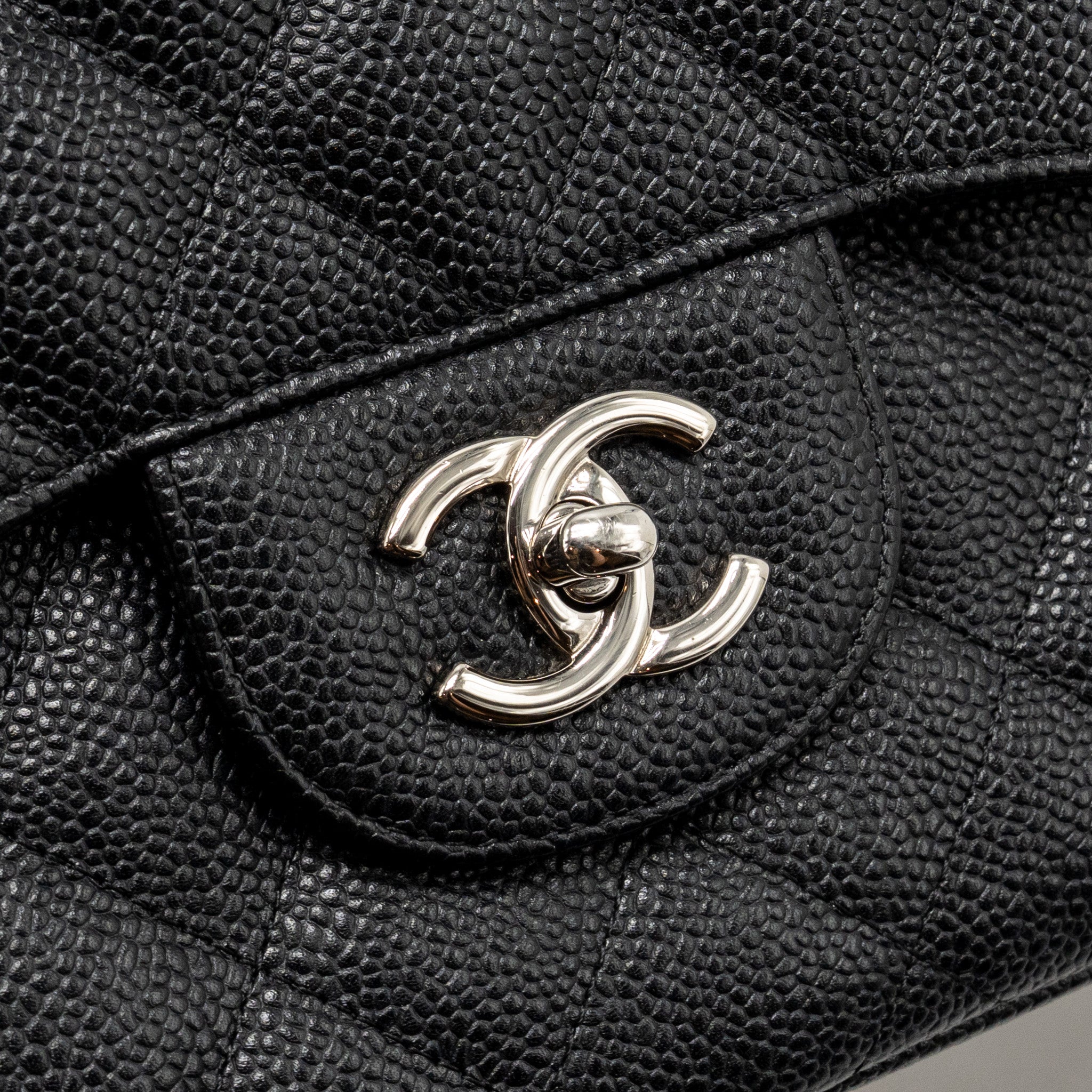 CHANEL JUMBO CLASSIC DOUBLE FLAP BAG CAVIAR BLACK SHW