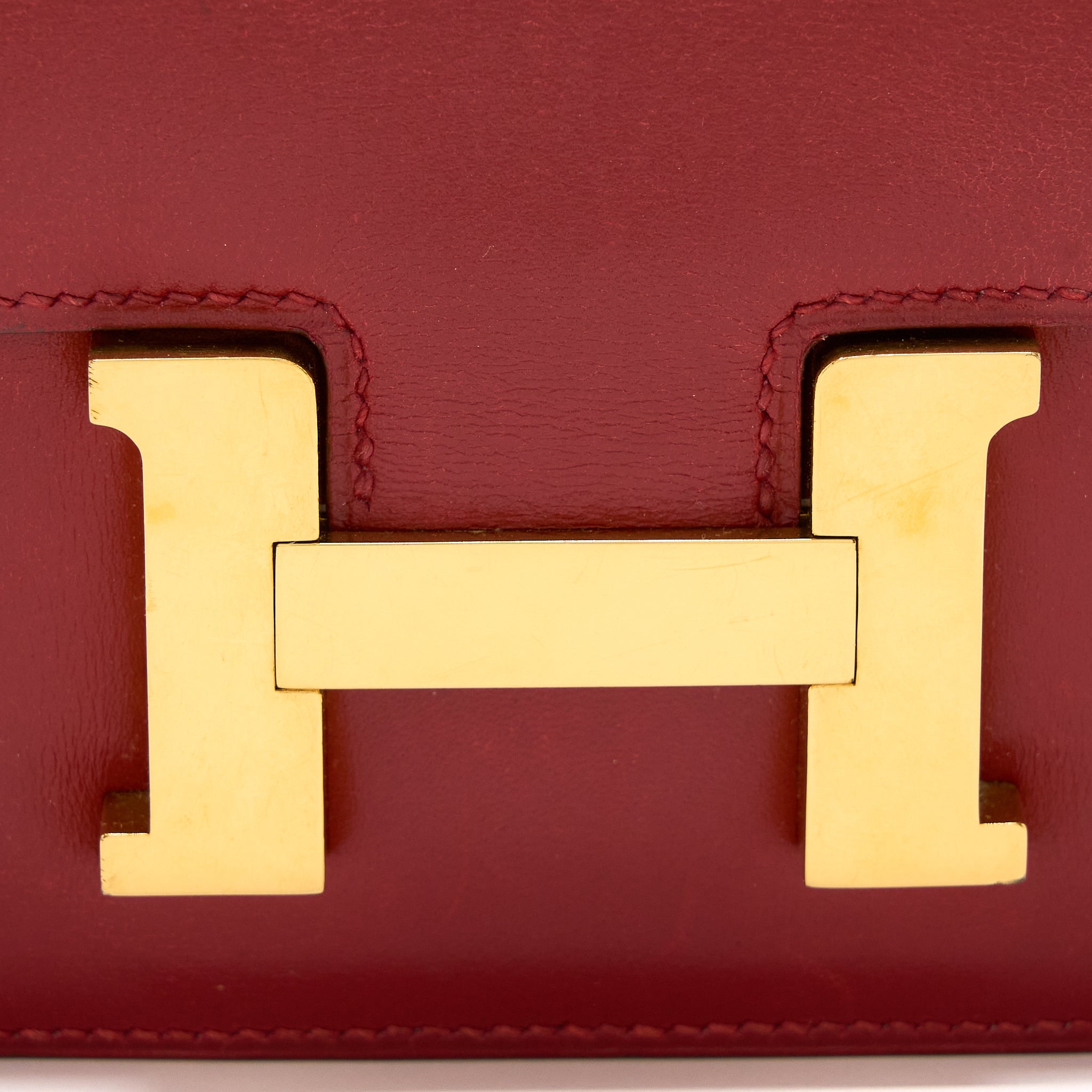HERMES VINTAGE MINI CONSTANCE BOX LEATHER RED GHW