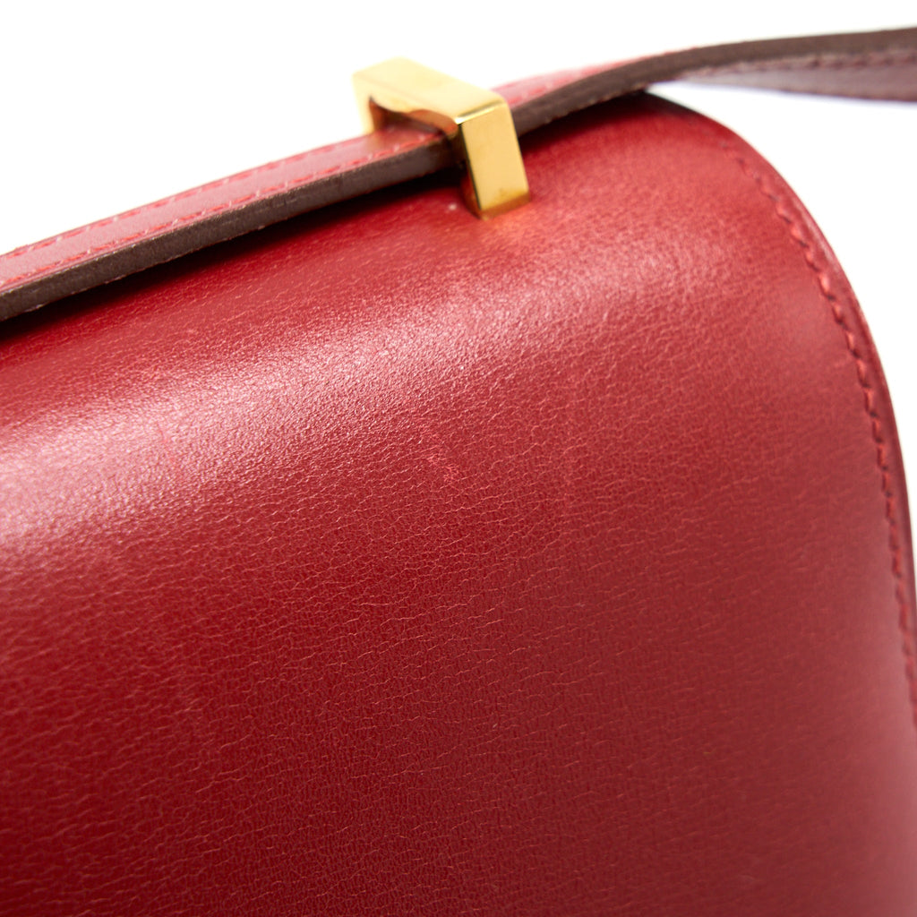 HERMES VINTAGE MINI CONSTANCE BOX LEATHER RED GHW
