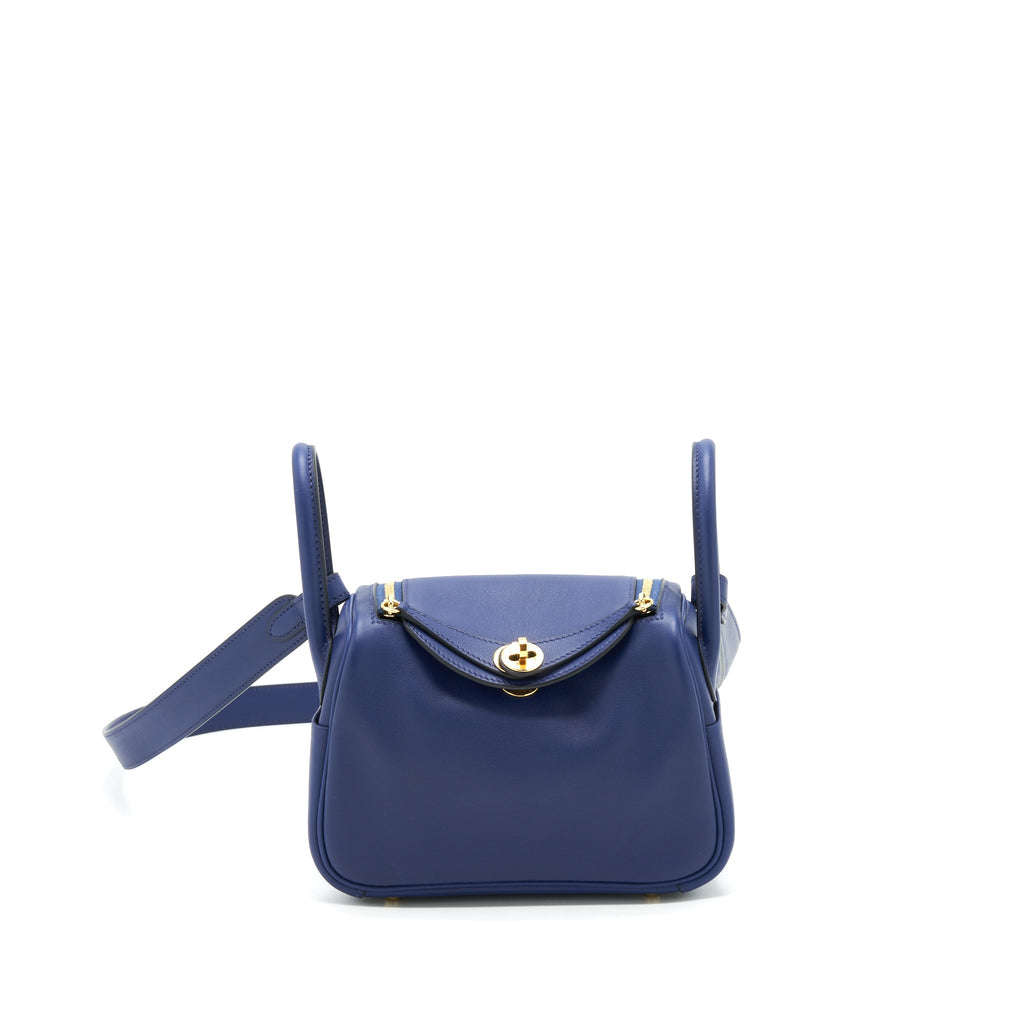 HERMES MINI LINDY SWIFT BLUE SAPPHIRE GHW