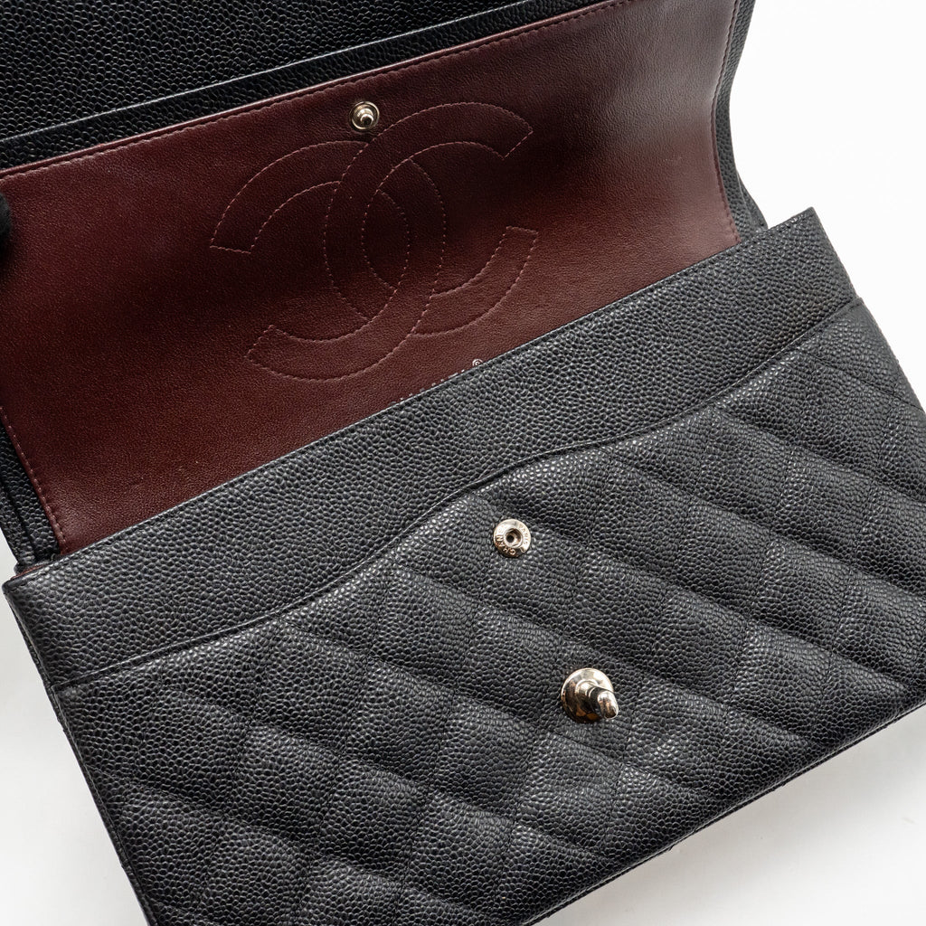 CHANEL JUMBO CLASSIC DOUBLE FLAP BAG CAVIAR BLACK SHW