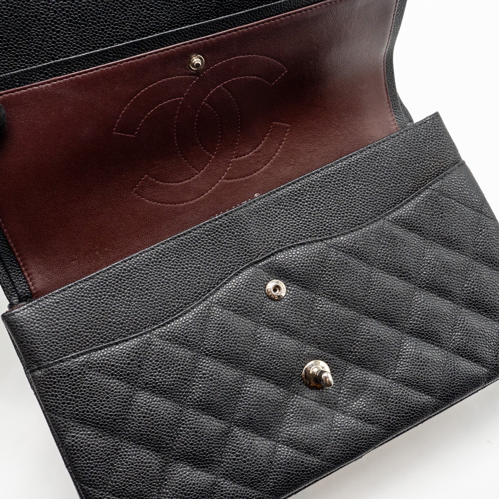 CHANEL JUMBO CLASSIC DOUBLE FLAP BAG CAVIAR BLACK SHW