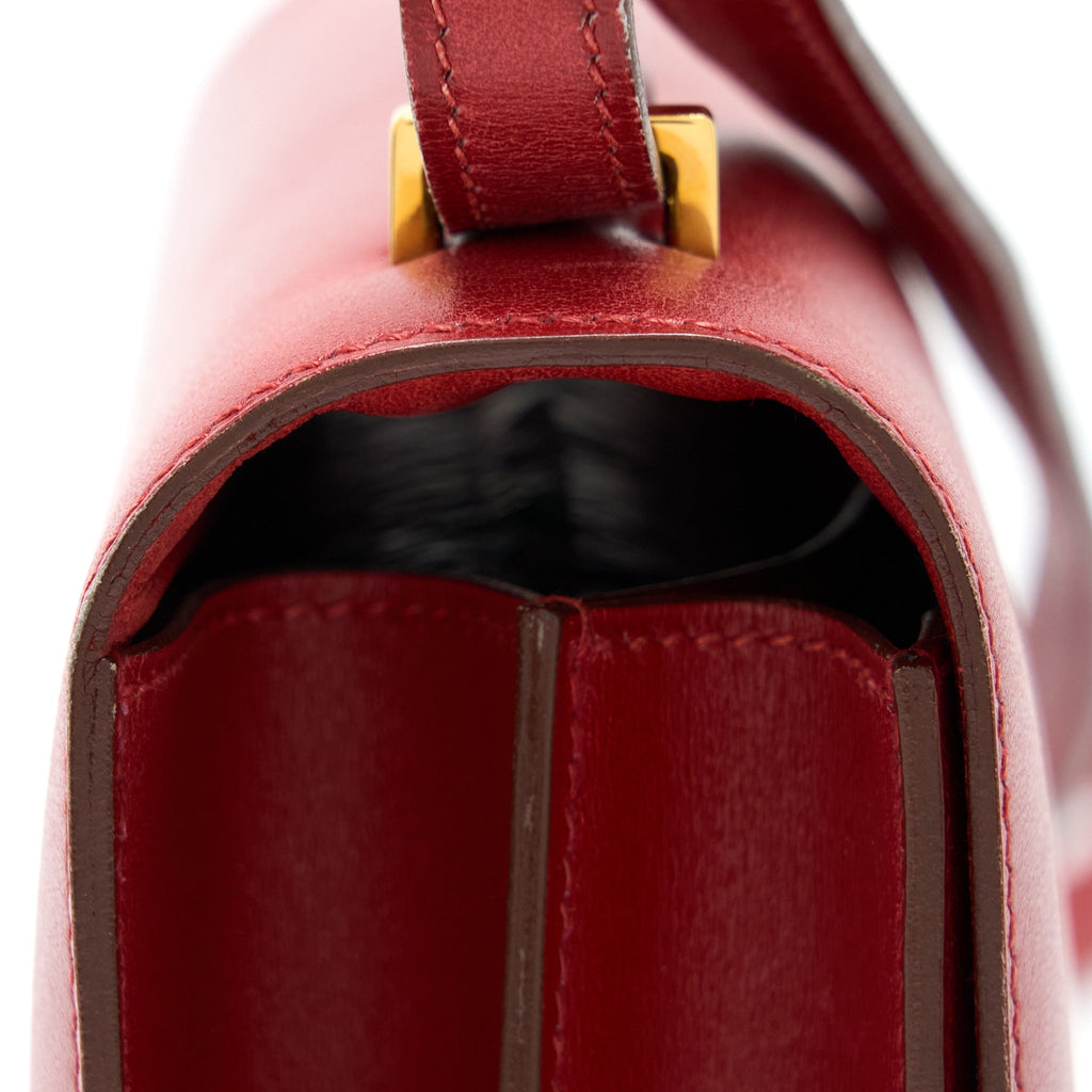 HERMES VINTAGE MINI CONSTANCE BOX LEATHER RED GHW