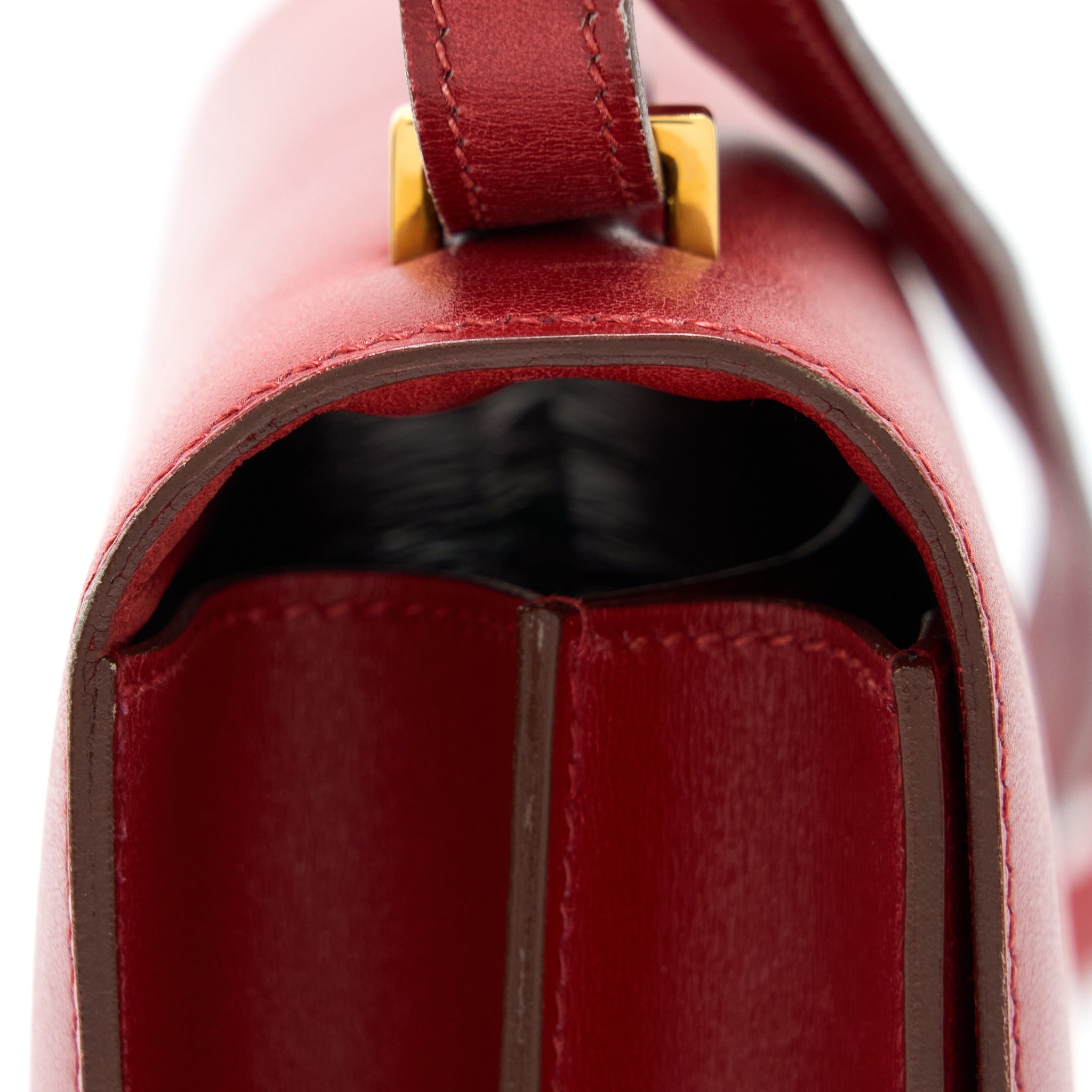 HERMES VINTAGE MINI CONSTANCE BOX LEATHER RED GHW