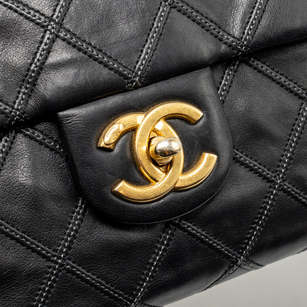 CHANEL THIN CITY FLAP BAG CALFSKIN BLACK GHW
