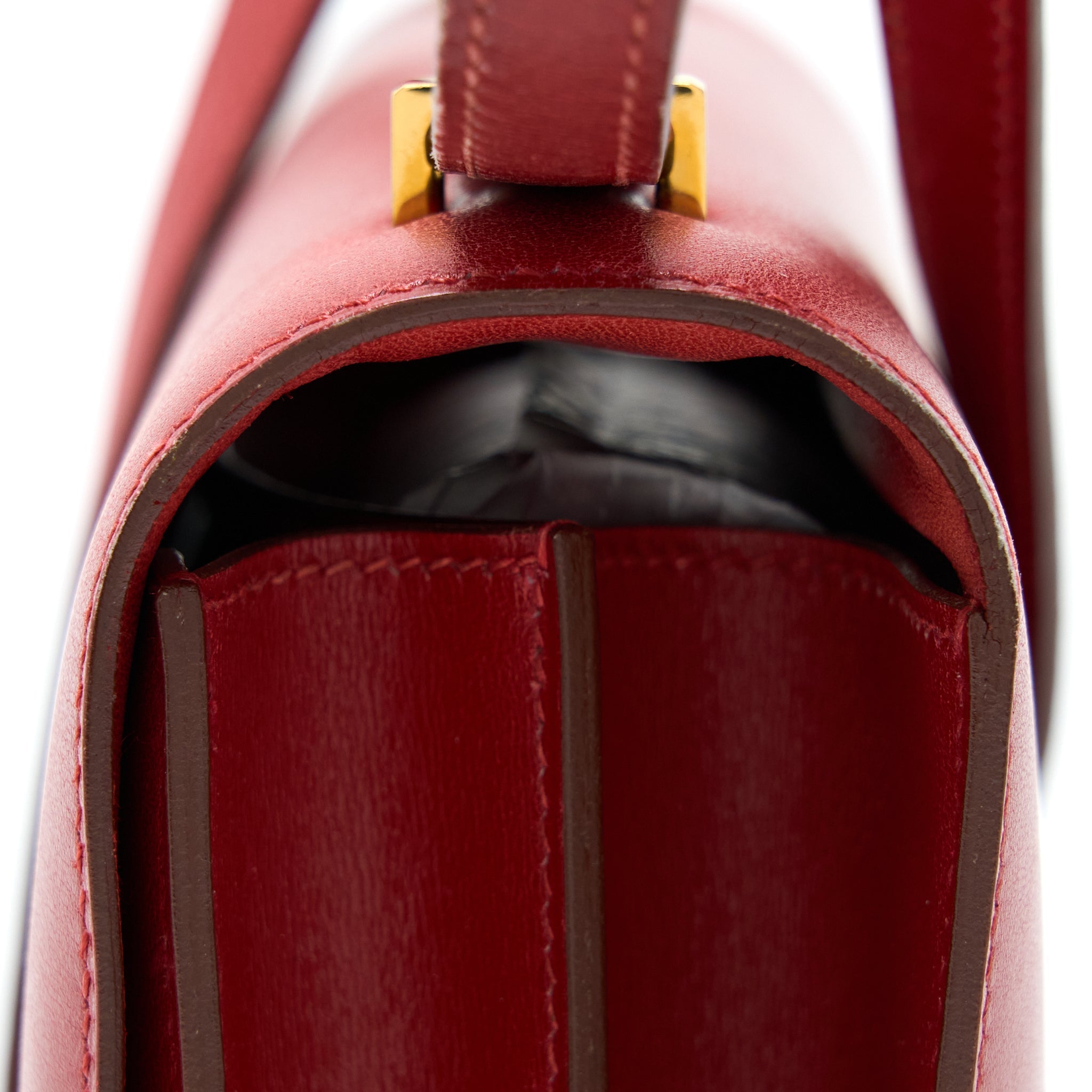 HERMES VINTAGE MINI CONSTANCE BOX LEATHER RED GHW