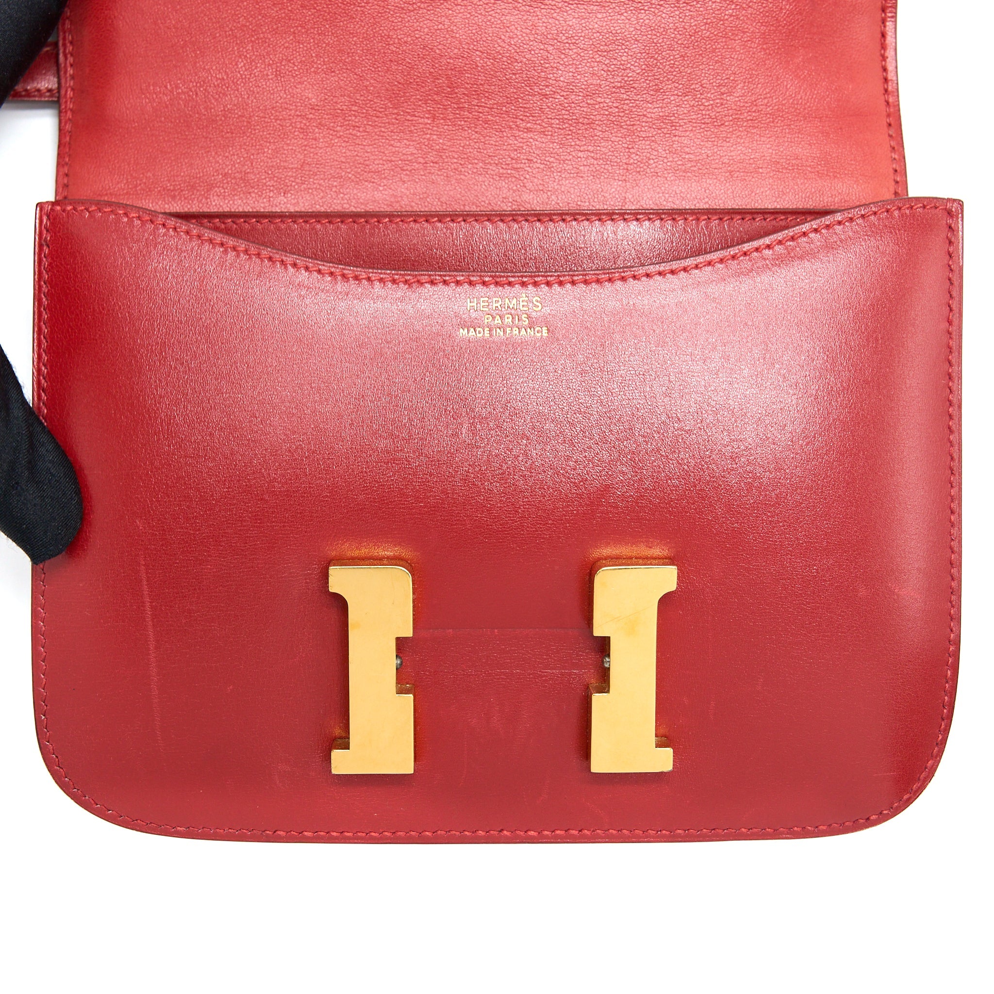 HERMES VINTAGE MINI CONSTANCE BOX LEATHER RED GHW