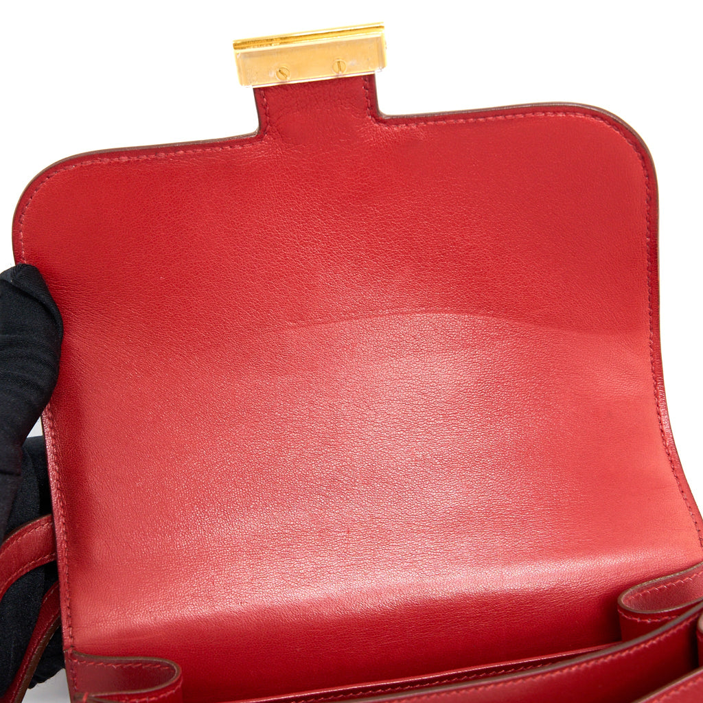 HERMES VINTAGE MINI CONSTANCE BOX LEATHER RED GHW