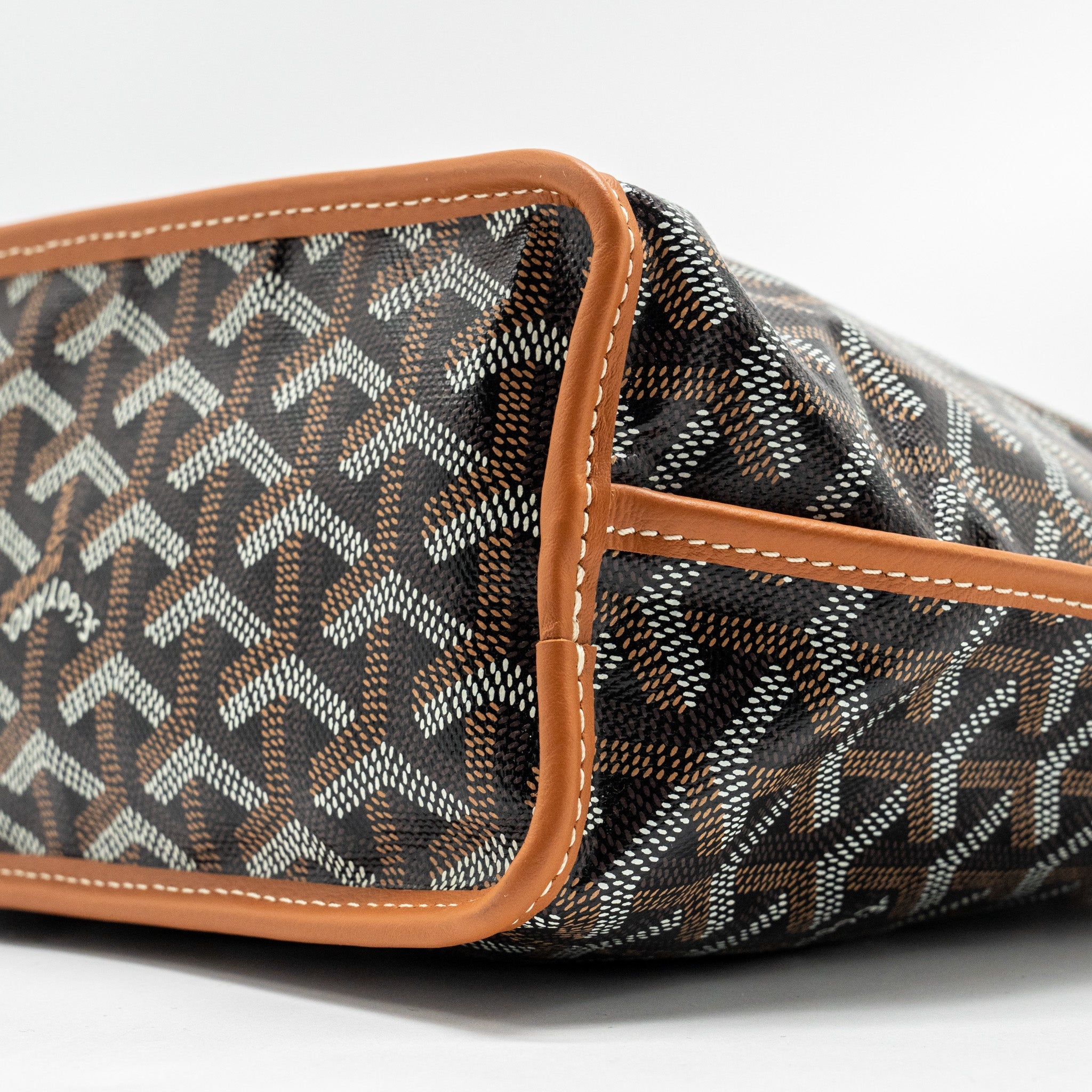 GOYARD MINI ANJOU TOTE BAG GOYARDINE CANVAS / CALFSKIN TAN SHW