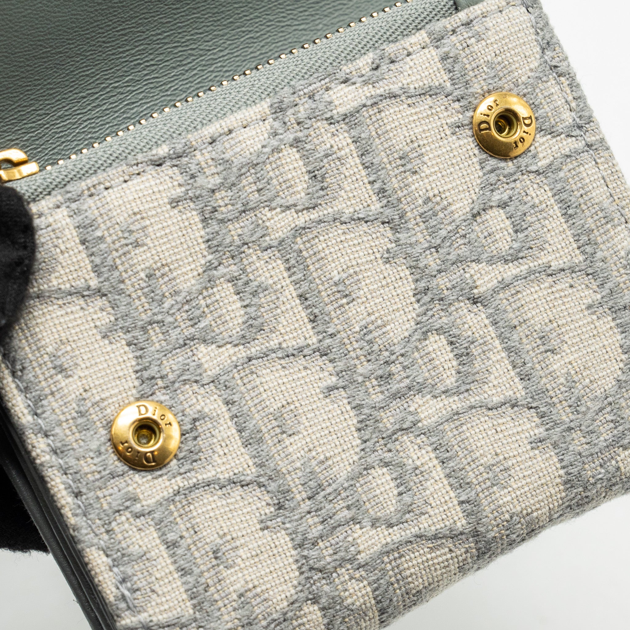 DIOR SADDLE LOTUS WALLET GREY OBLIQUE JACQUARD GHW