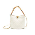 CHANEL BUCKET BAG WITH CHAIN HANDLE CAVIAR WHITE GHW