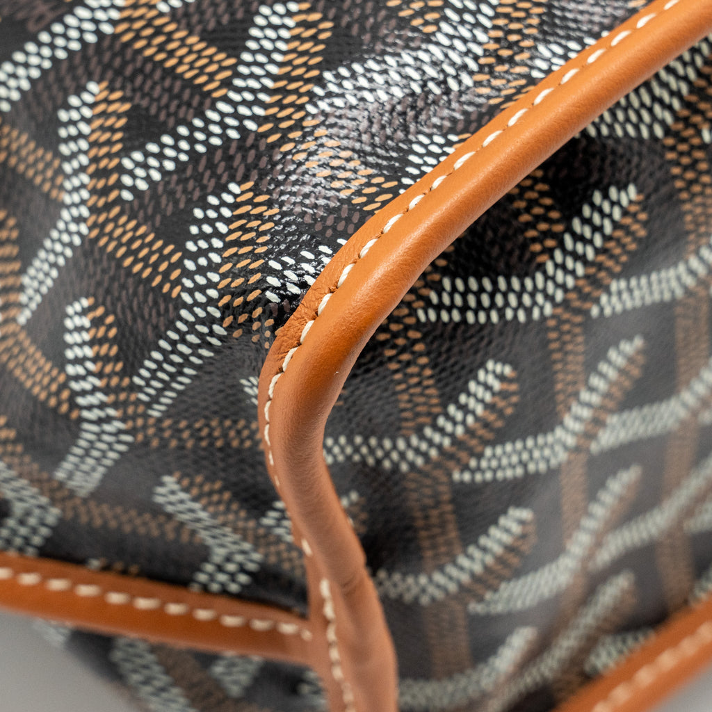 GOYARD MINI ANJOU TOTE BAG GOYARDINE CANVAS / CALFSKIN TAN SHW