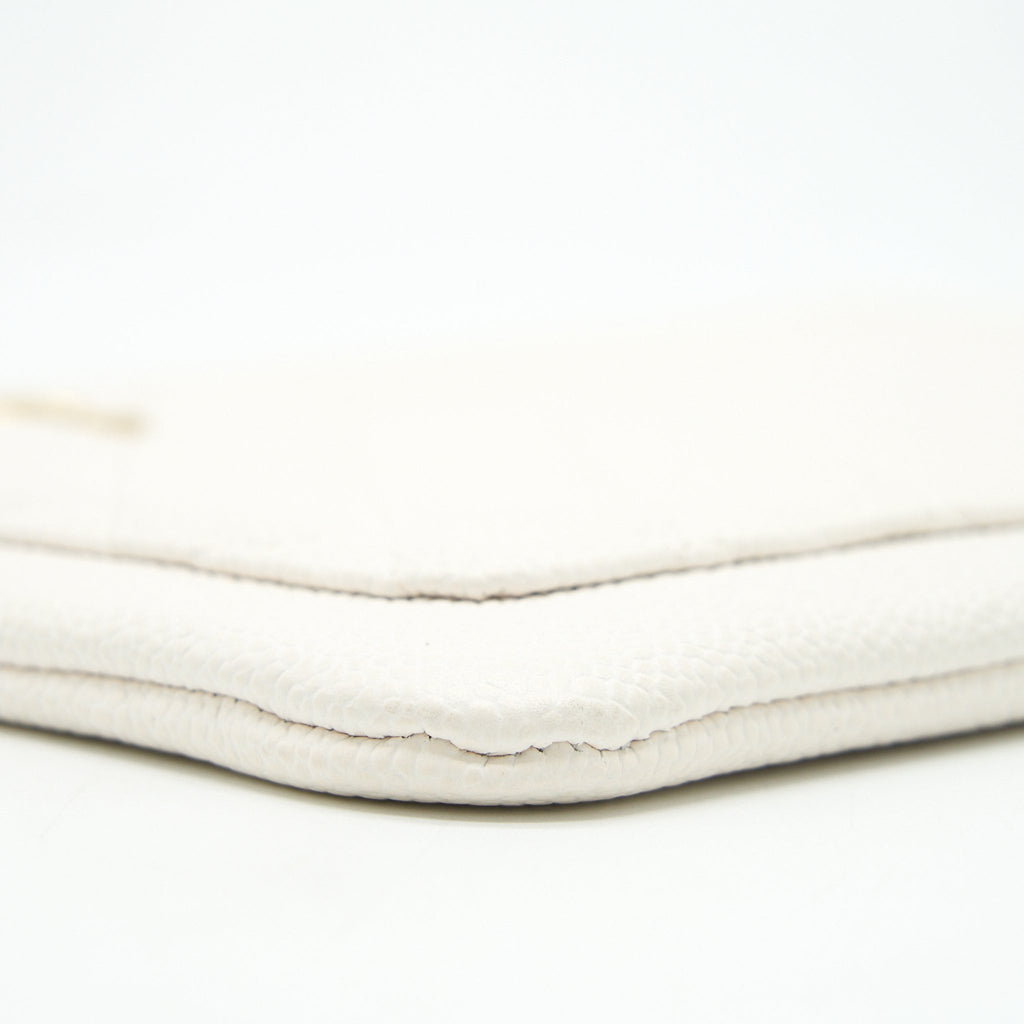 CHANEL SEASONAL ZIPPY POUCH CAVIAR WHITE GHW