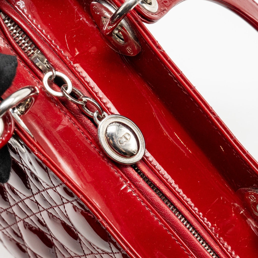 DIOR MEDIUM LADY DIOR PATENT RED SHW