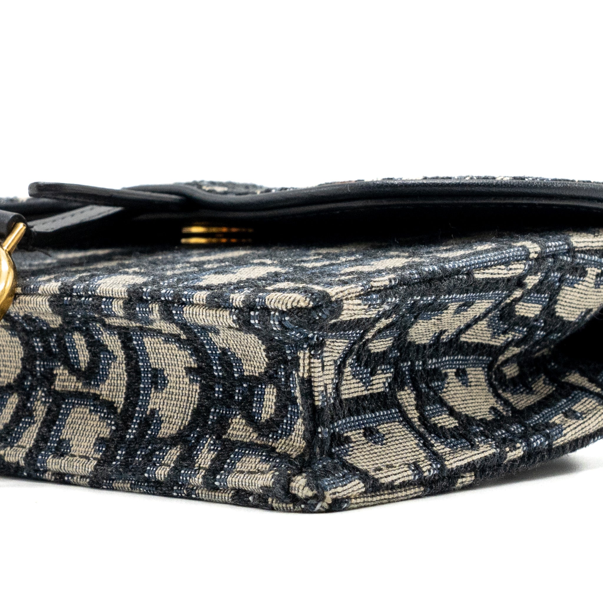 DIOR SADDLE BELT POUCH DIOR OBLIQUE JACQUARD BLUE GHW