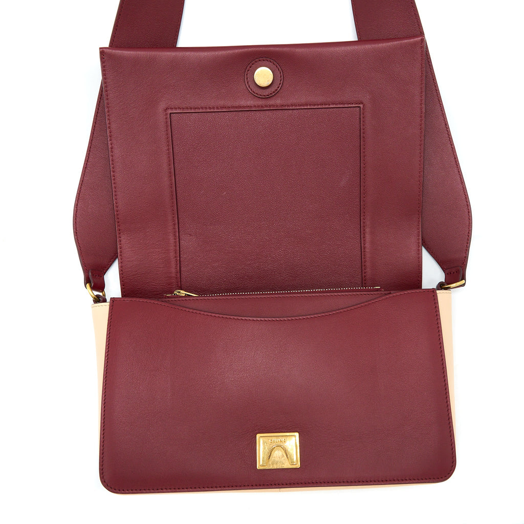 CELINE FRAME BAG CALFSKIN MULTICOLOUR RED/BEIGE GHW