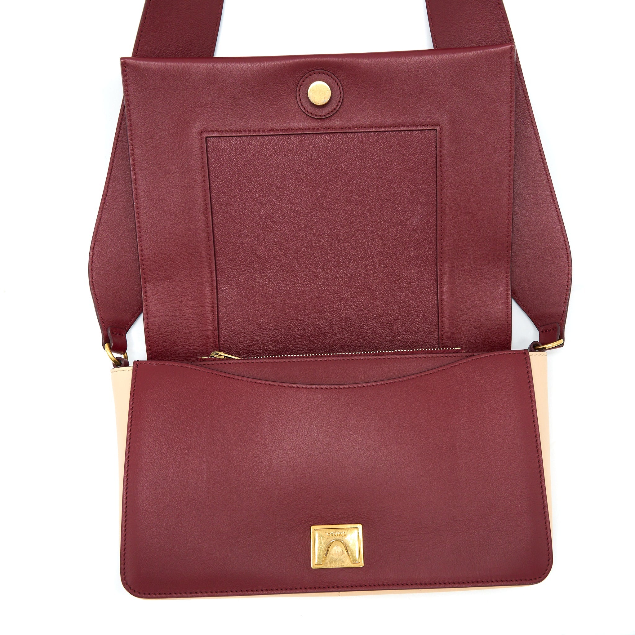 CELINE FRAME BAG CALFSKIN MULTICOLOUR RED/BEIGE GHW