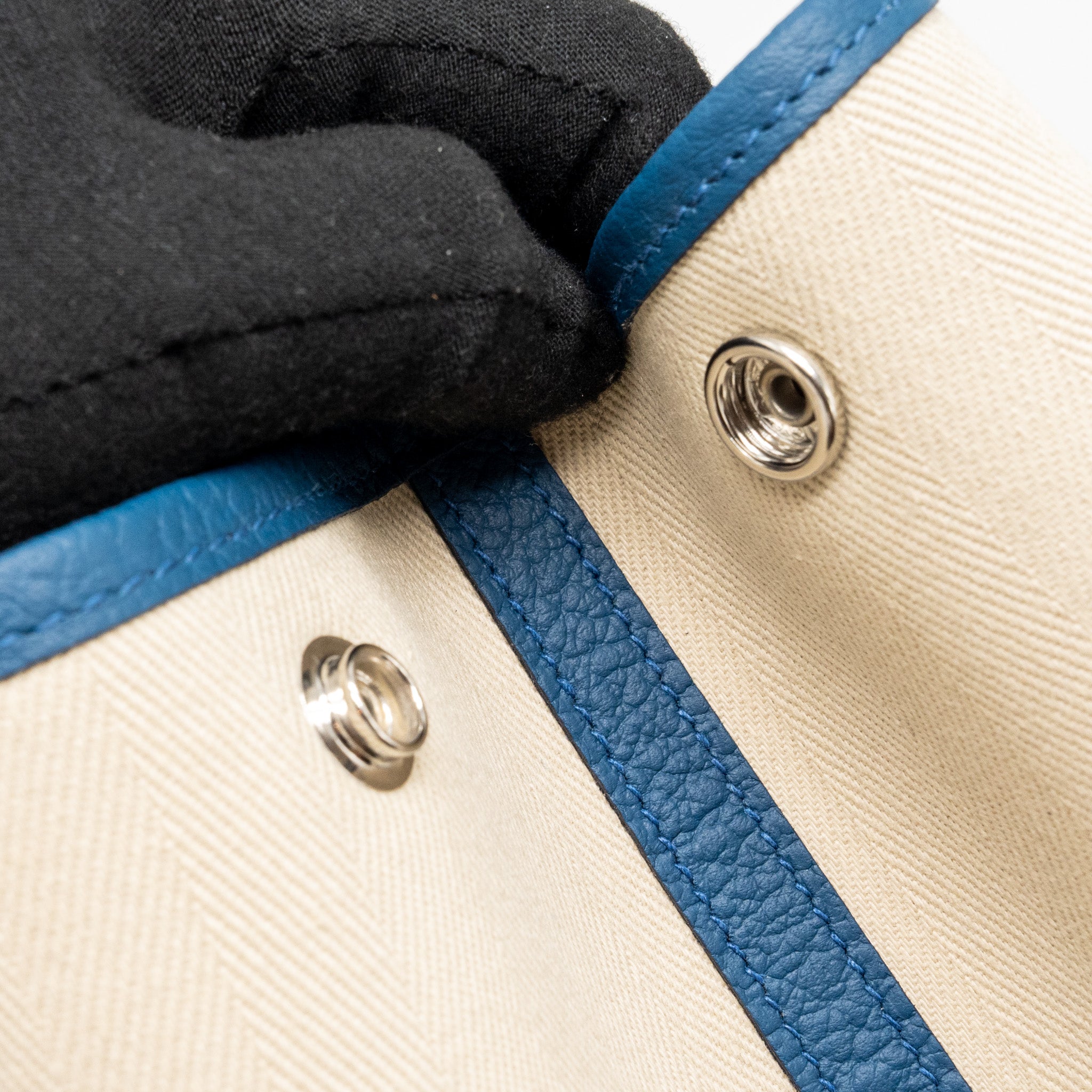 HERMES GARDEN PARTY 36 VACHE COUNTRY LEATHER/CNAVAS CRAIE /BLEU OUTREMER SHW