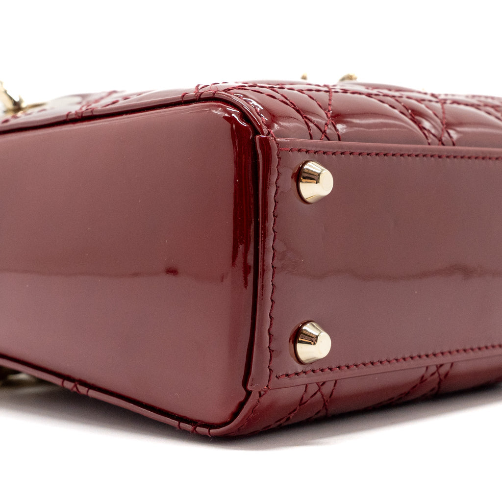 DIOR MINI LADY DIOR PATENT RED LGHW