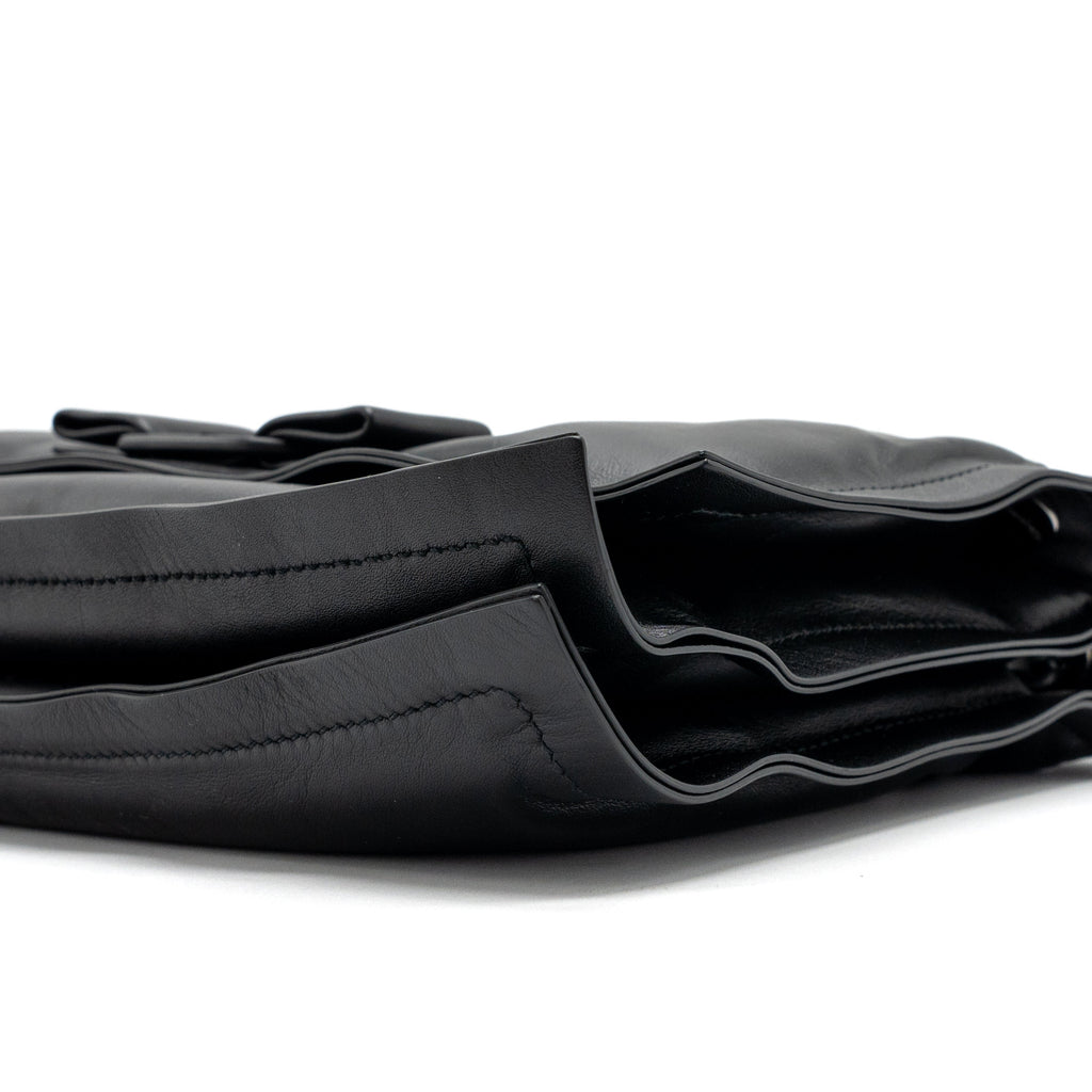 SALVATORE FERRAGAMO SMALL VIVA BOW SHOULDER BAG BLACK WITH BLACK HARDWARE