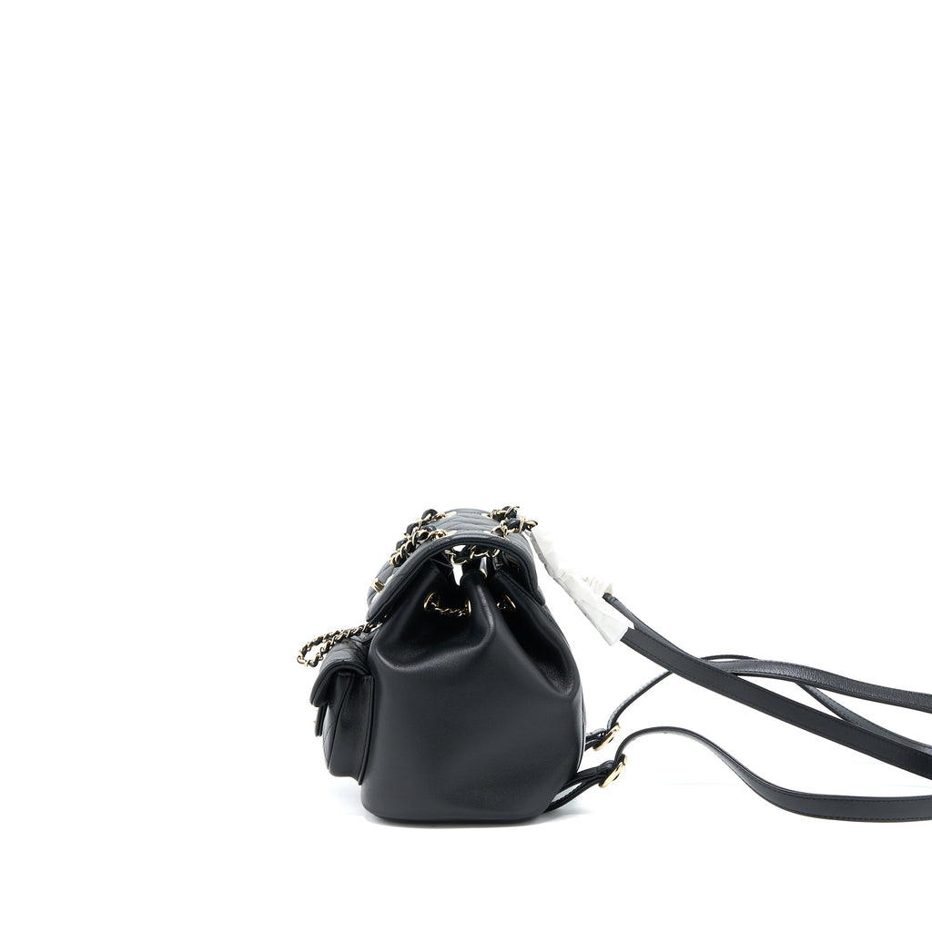 CHANEL 23C DUMA MINI BACKPACK CALFSKIN BLACK LGHW (MICROCHIP)