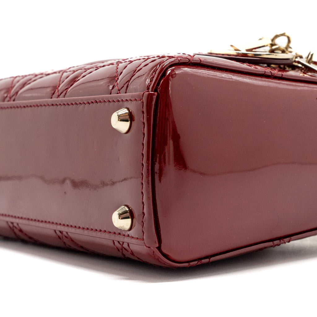 DIOR MINI LADY DIOR PATENT RED LGHW