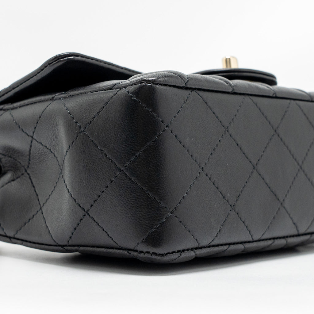 CHANEL MINI RECTANGULAR FLAP BAG LAMBSKIN BLACK LGHW (MICROCHIP)