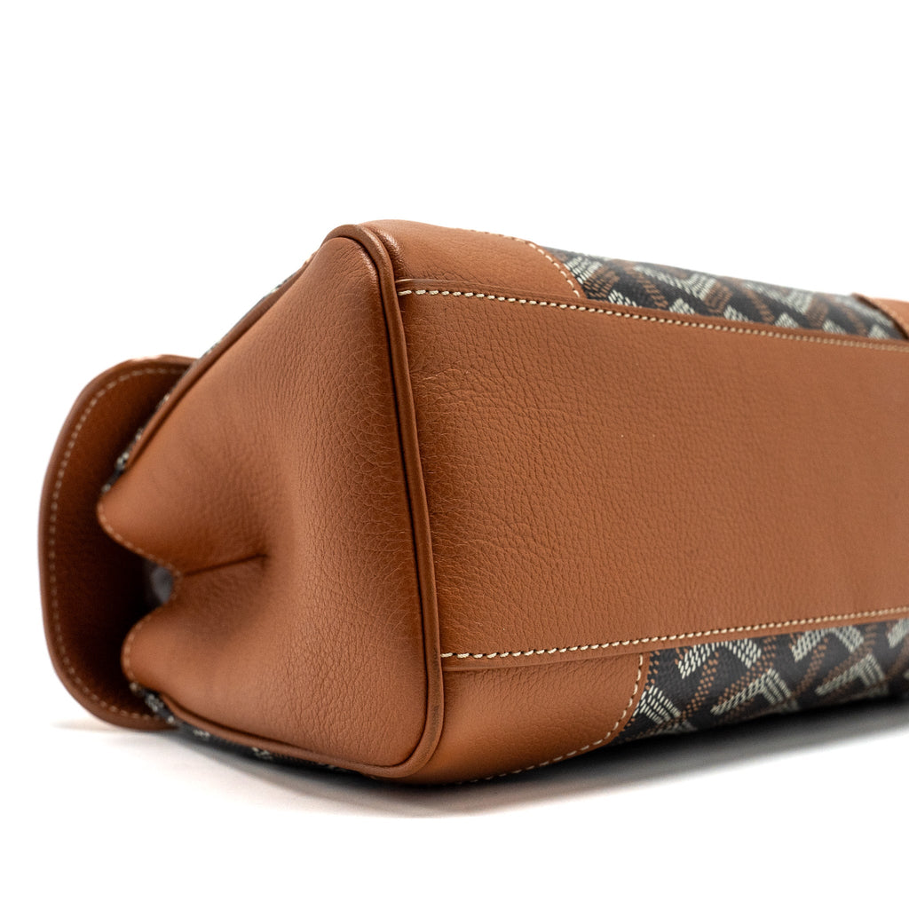 GOYARD MINI SAIGON BAG GOYARDINE CANVAS/CALFSKIN TAN/BLACK SHW