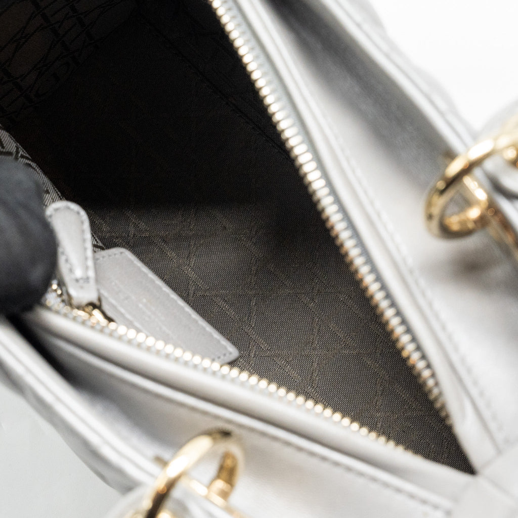 DIOR MEDIUM LADY DIOR LAMBSKIN GREY GHW