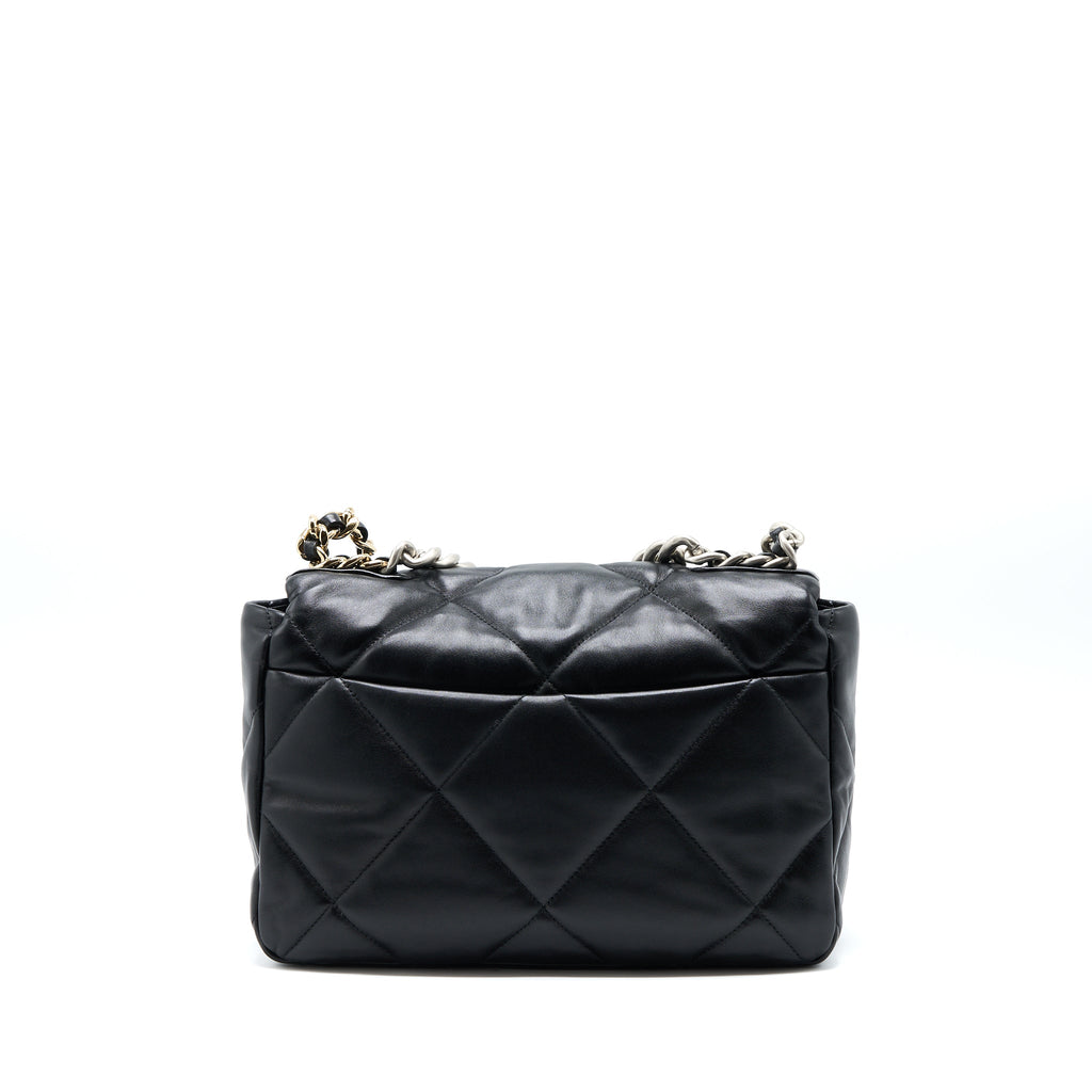 CHANEL MEDIUM 19 BAG GOATSKIN BLACK MULTICOLOUR HARDWARE (MICROCHIP)