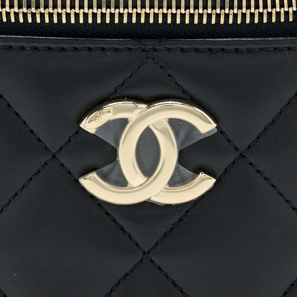CHANEL TRENDY VANITY CASE LAMBSKIN BLACK LGHW (MICROCHIP)
