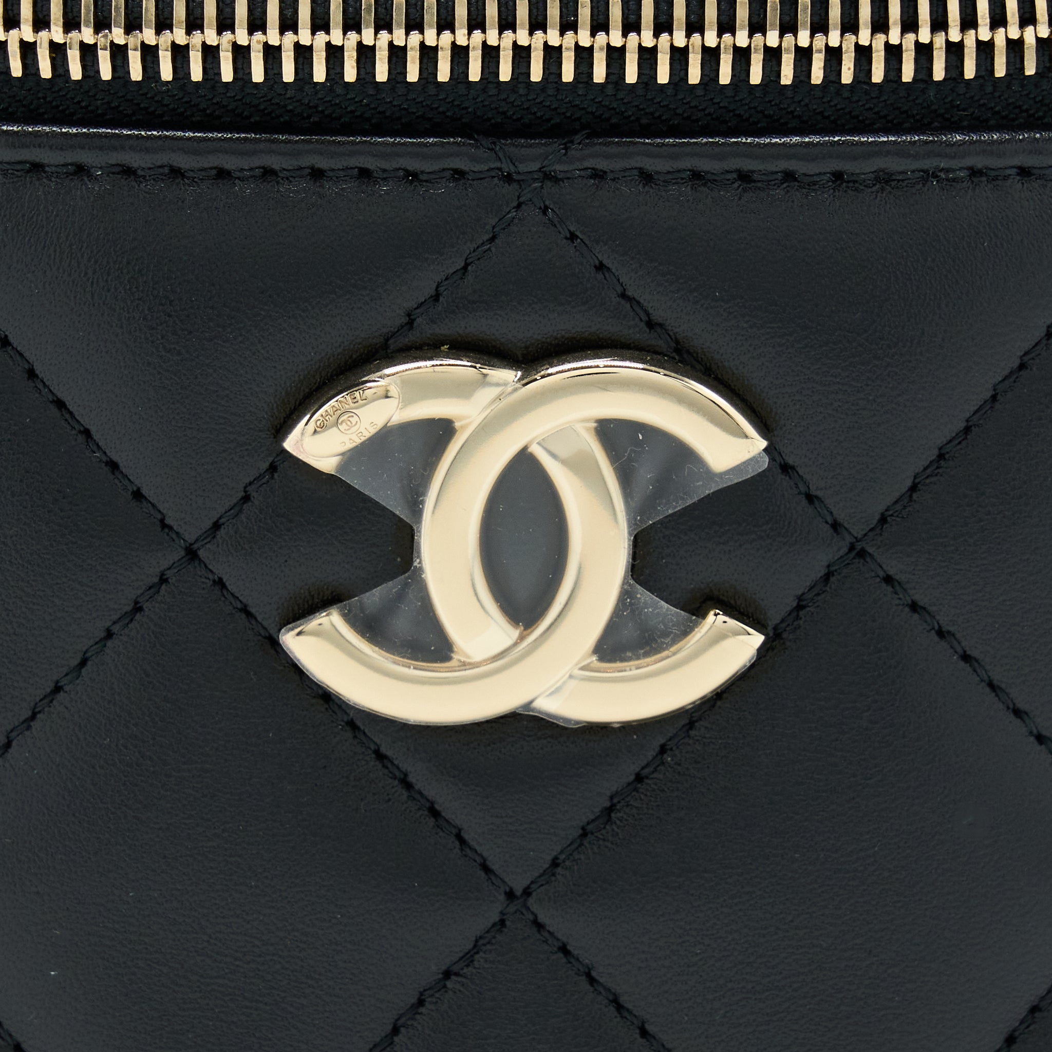 CHANEL TRENDY VANITY CASE LAMBSKIN BLACK LGHW (MICROCHIP)