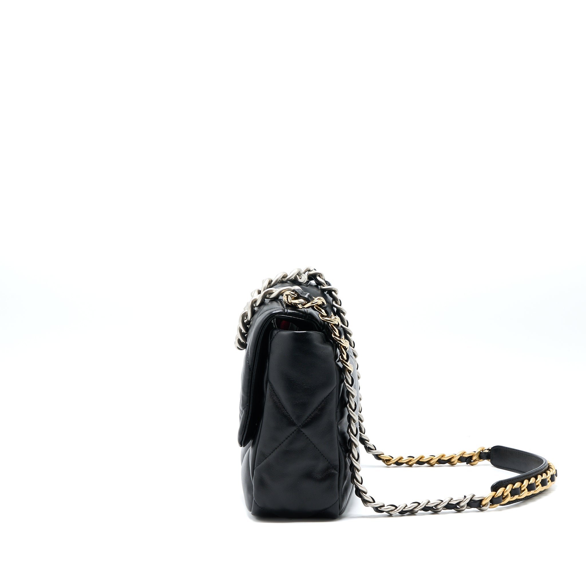 CHANEL MEDIUM 19 BAG GOATSKIN BLACK MULTICOLOUR HARDWARE (MICROCHIP)