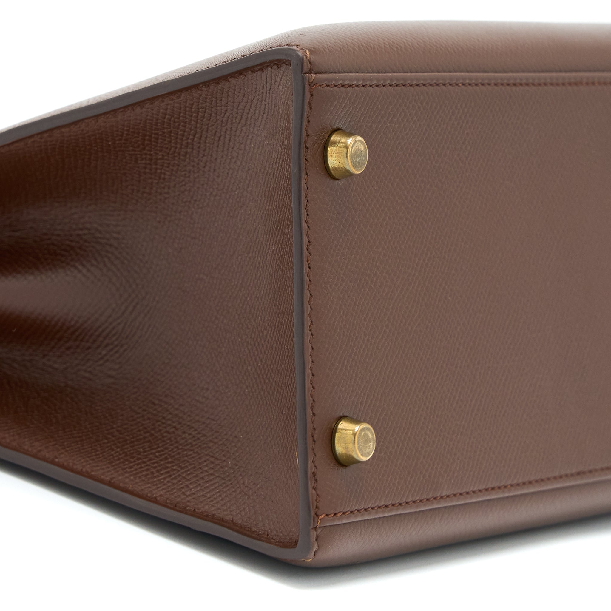 HERMES VINTAGE KELLY 28 SELLIER EPSOM BROWN GHW