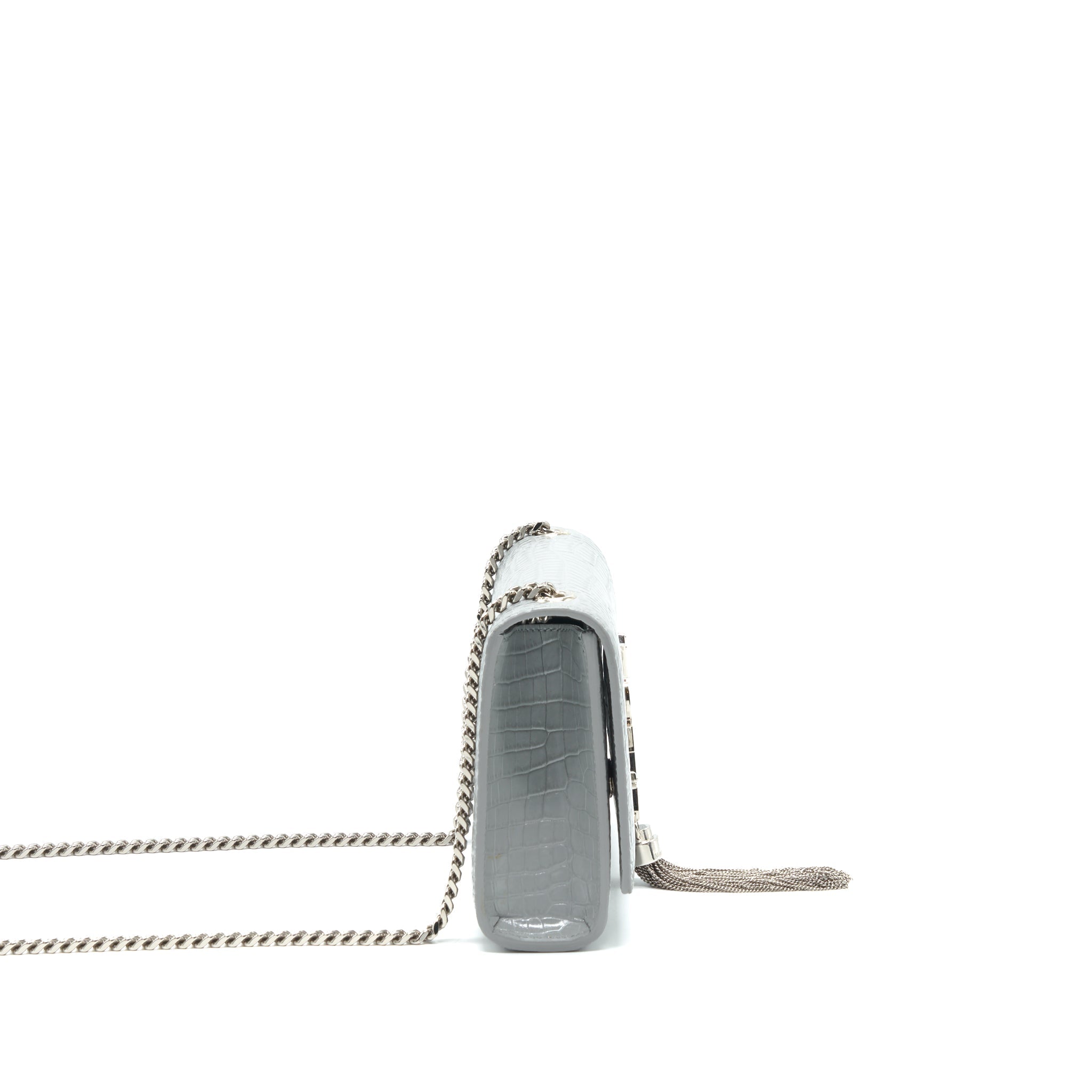 SAINT LAURENT/YSL SMALL KATE BAG CROC-EMBOSSED WITH TASSEL