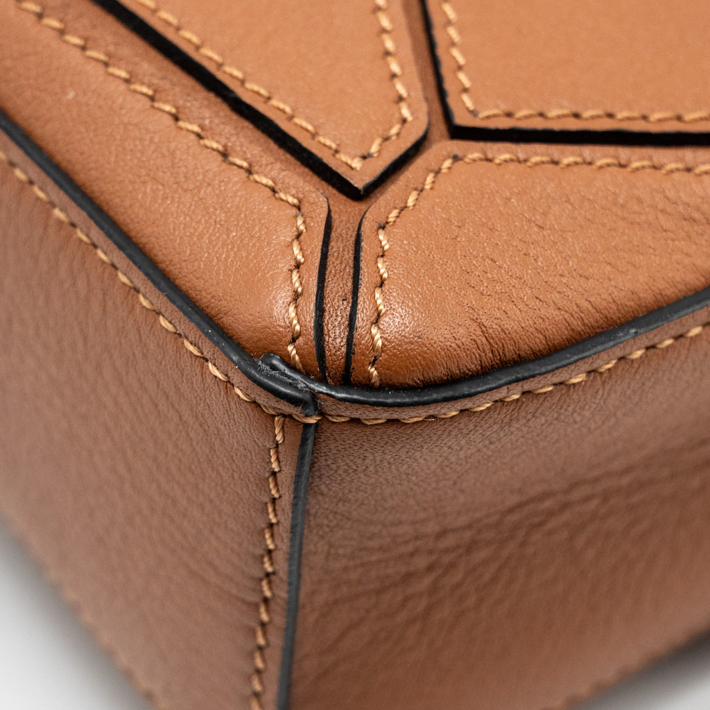 LOEWE NANO PUZZLE BAG CALFSKIN BROWN SHW