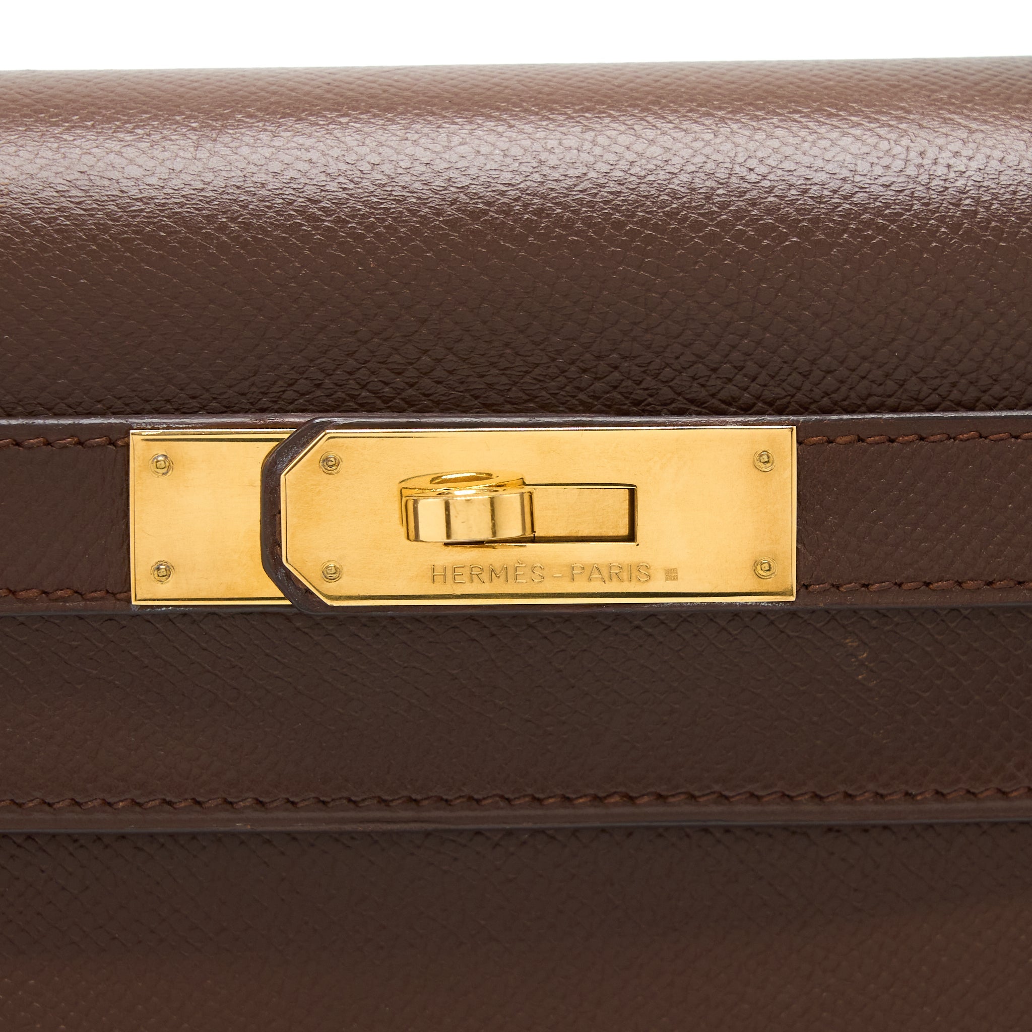 HERMES VINTAGE KELLY 28 SELLIER EPSOM BROWN GHW