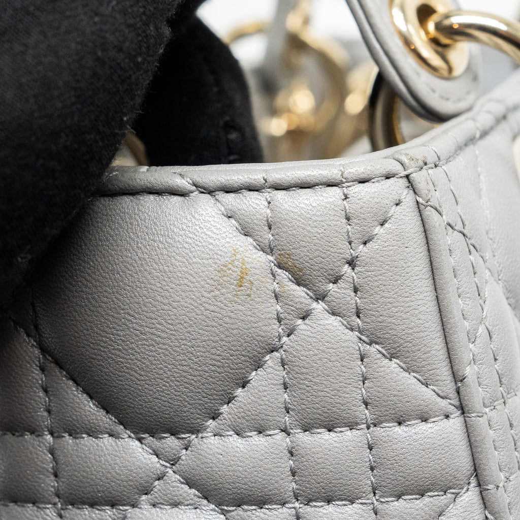 DIOR MEDIUM LADY DIOR LAMBSKIN GREY GHW