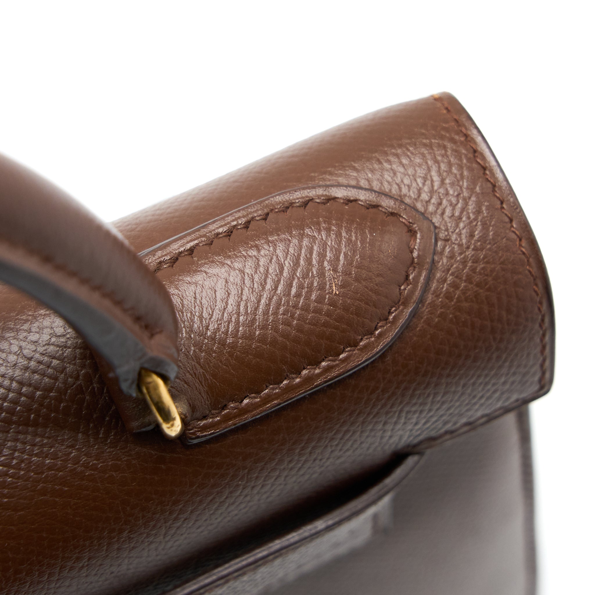 HERMES VINTAGE KELLY 28 SELLIER EPSOM BROWN GHW