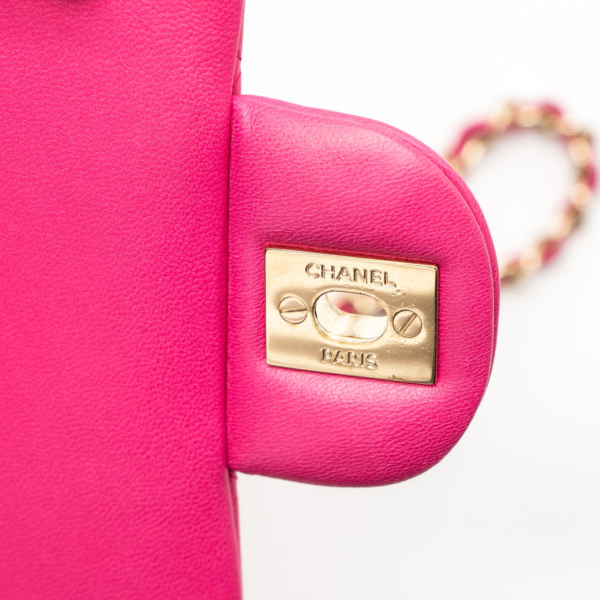 CHANEL MINI RECTANGULAR FLAP BAG LAMBSKIN PINK LGHW