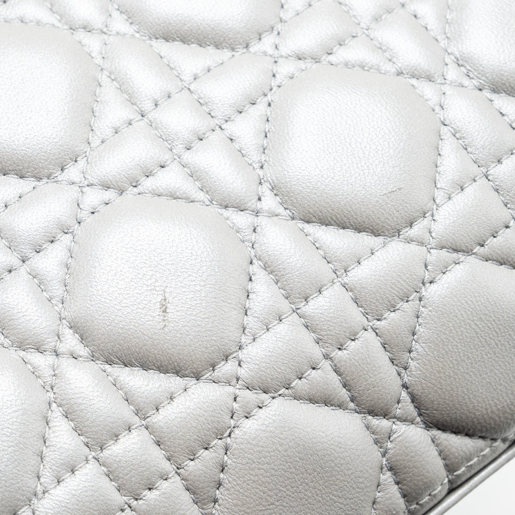 DIOR MEDIUM LADY DIOR LAMBSKIN GREY GHW