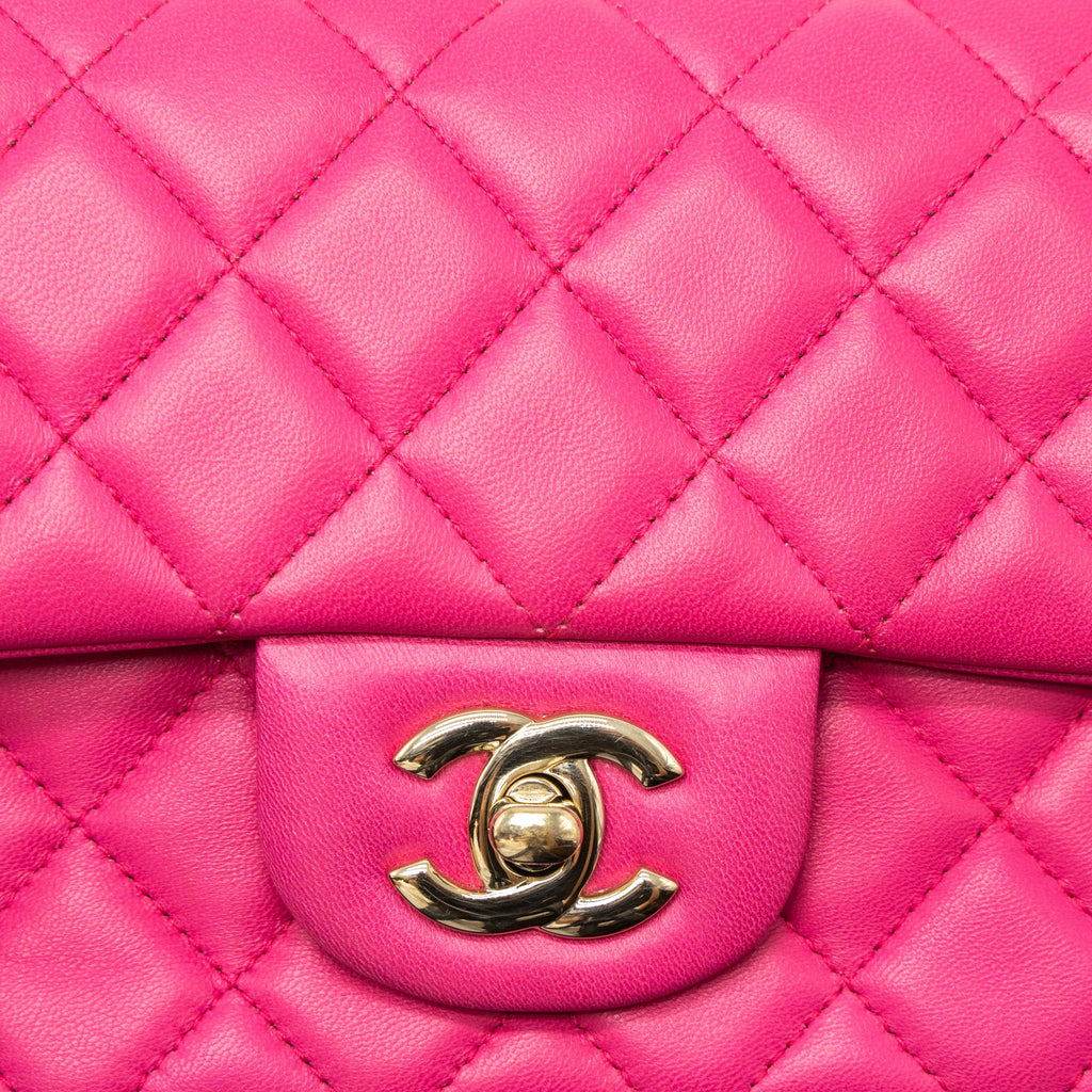 CHANEL MINI RECTANGULAR FLAP BAG LAMBSKIN PINK LGHW