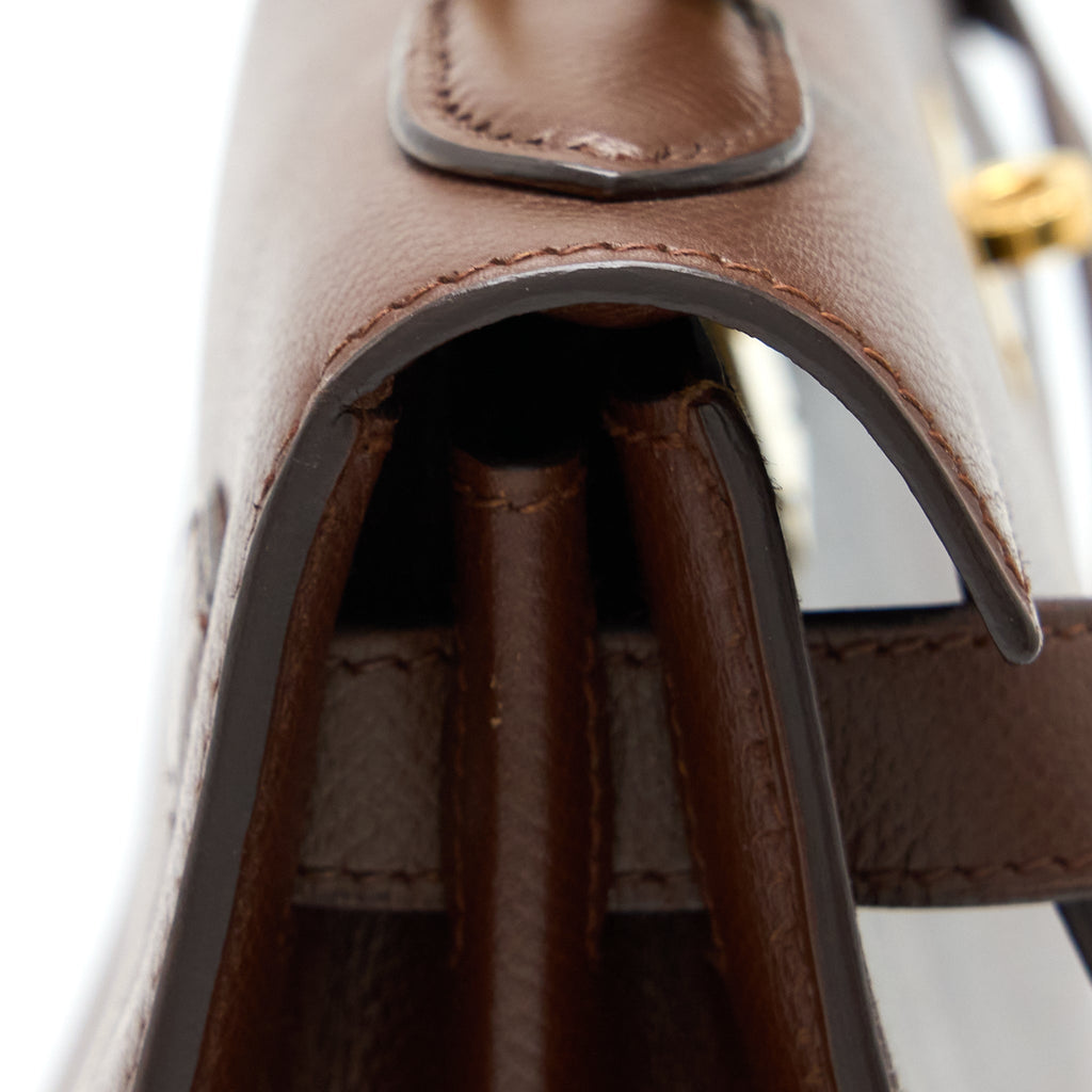 HERMES VINTAGE KELLY 28 SELLIER EPSOM BROWN GHW