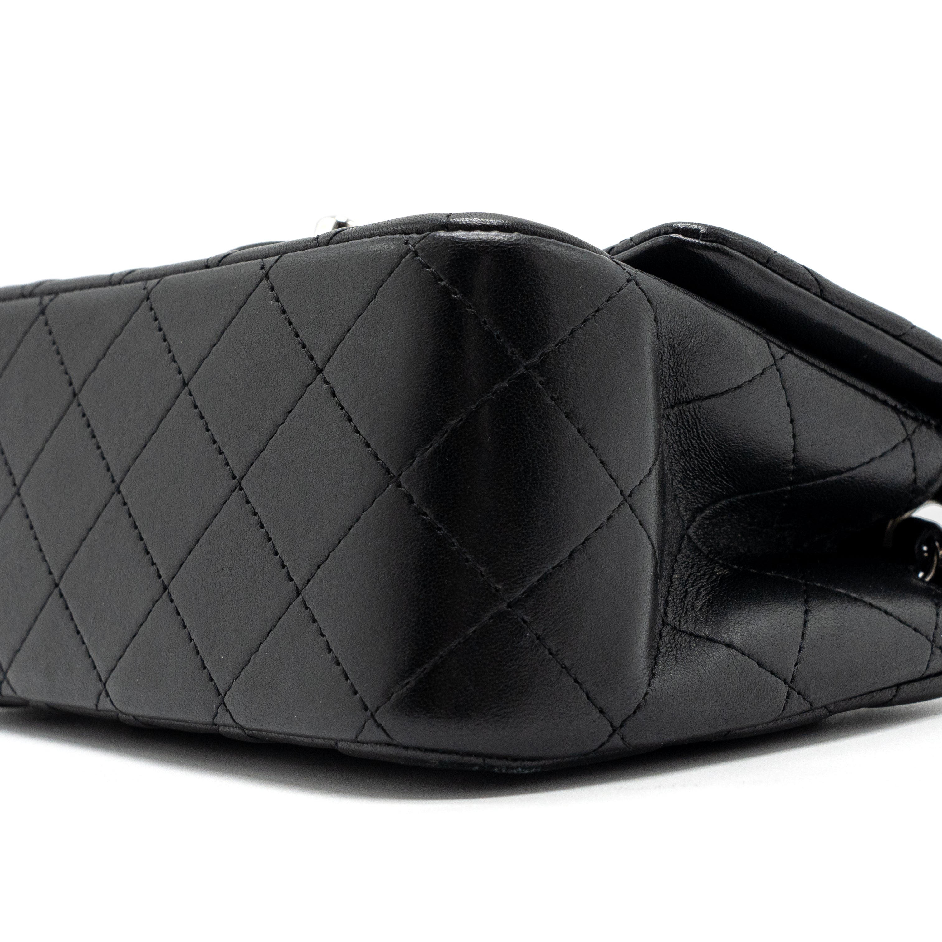 CHANEL MINI SQUARE FLAP BAG LAMBSKIN BLACK SHW