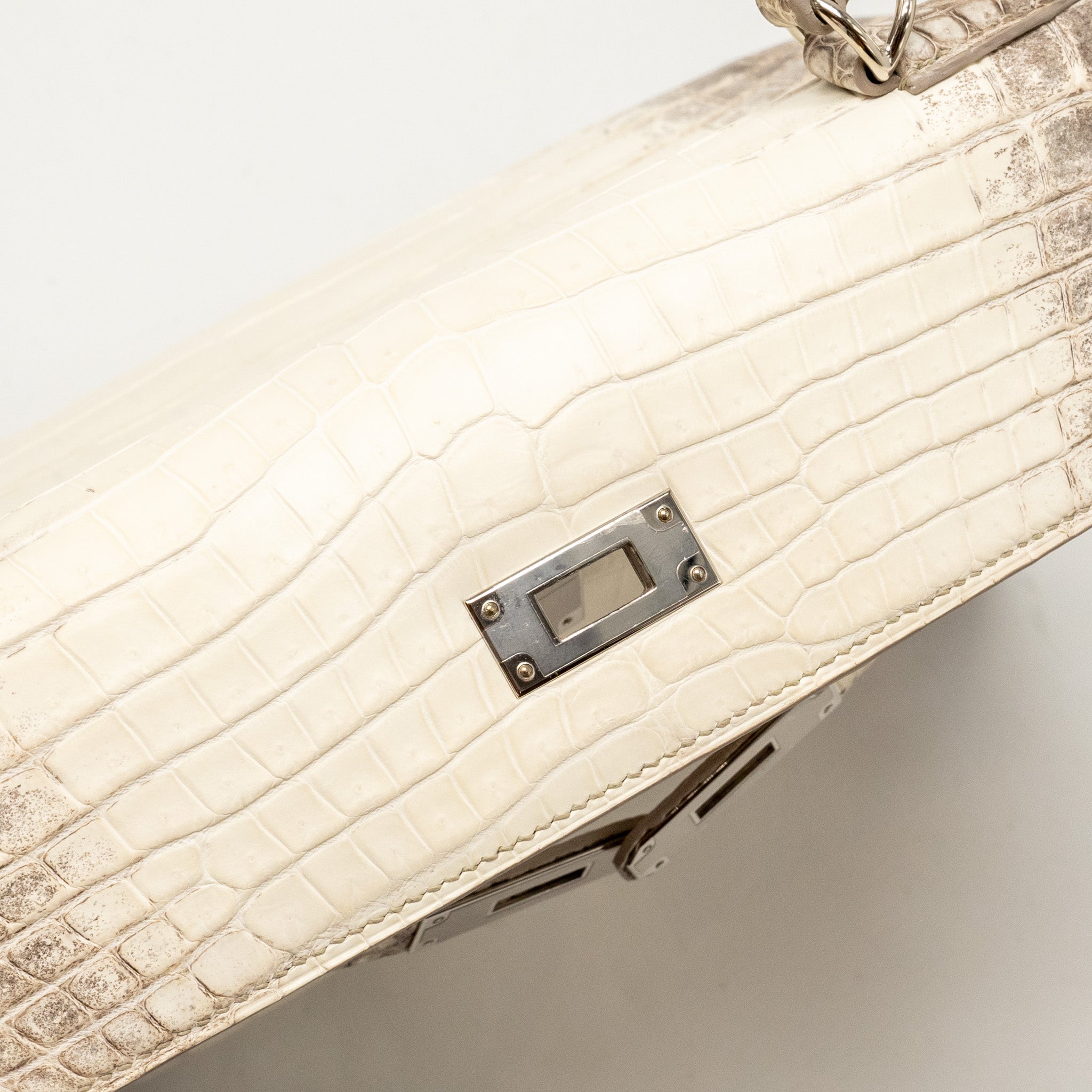 HERMES KELLY 32 CROCODILE NILOTICUS HIMALAYA BLANC SHW