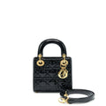 DIOR MINI LADY DIOR PATENT LEATHER BLACK GHW